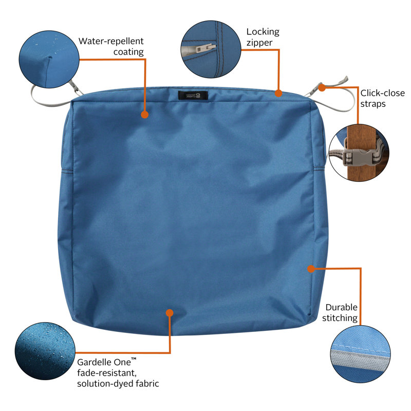 Jaylon Outdoor Dining Chair Cushion Cover, 21" W x 3" H, Empire Blue Velvet