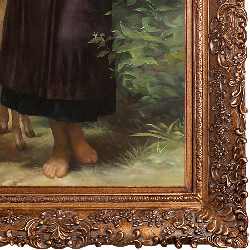 « the shepherdess, 1873 » par william-adolphe bouguereau, peinture sur toile encadrée, Or, H 45,5 po x l 33,5 po x P 2 po