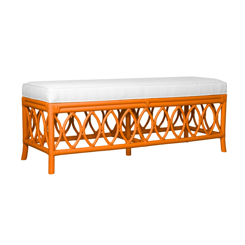 Lillian Upholstered Bench, Citrus Orange