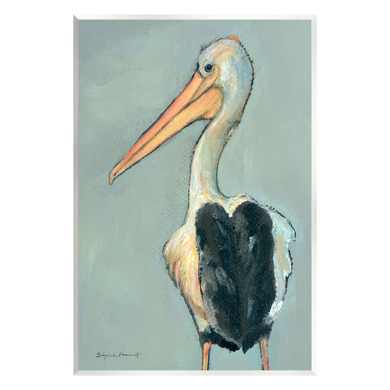 Pélican, faune - peinture, H 19 po x l 13 po x P 0,5 po, Bois