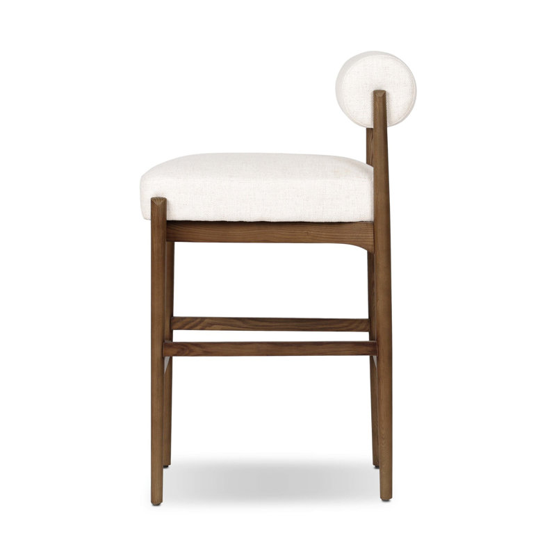 Barrau Upholstered Stool with Solid Wood Frame, Bar Stool (31" Seat Height), Dover Crescent