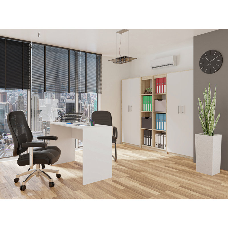 Jahmeek 180cm H x 74cm W Bookcase, White/Sonoma Oak