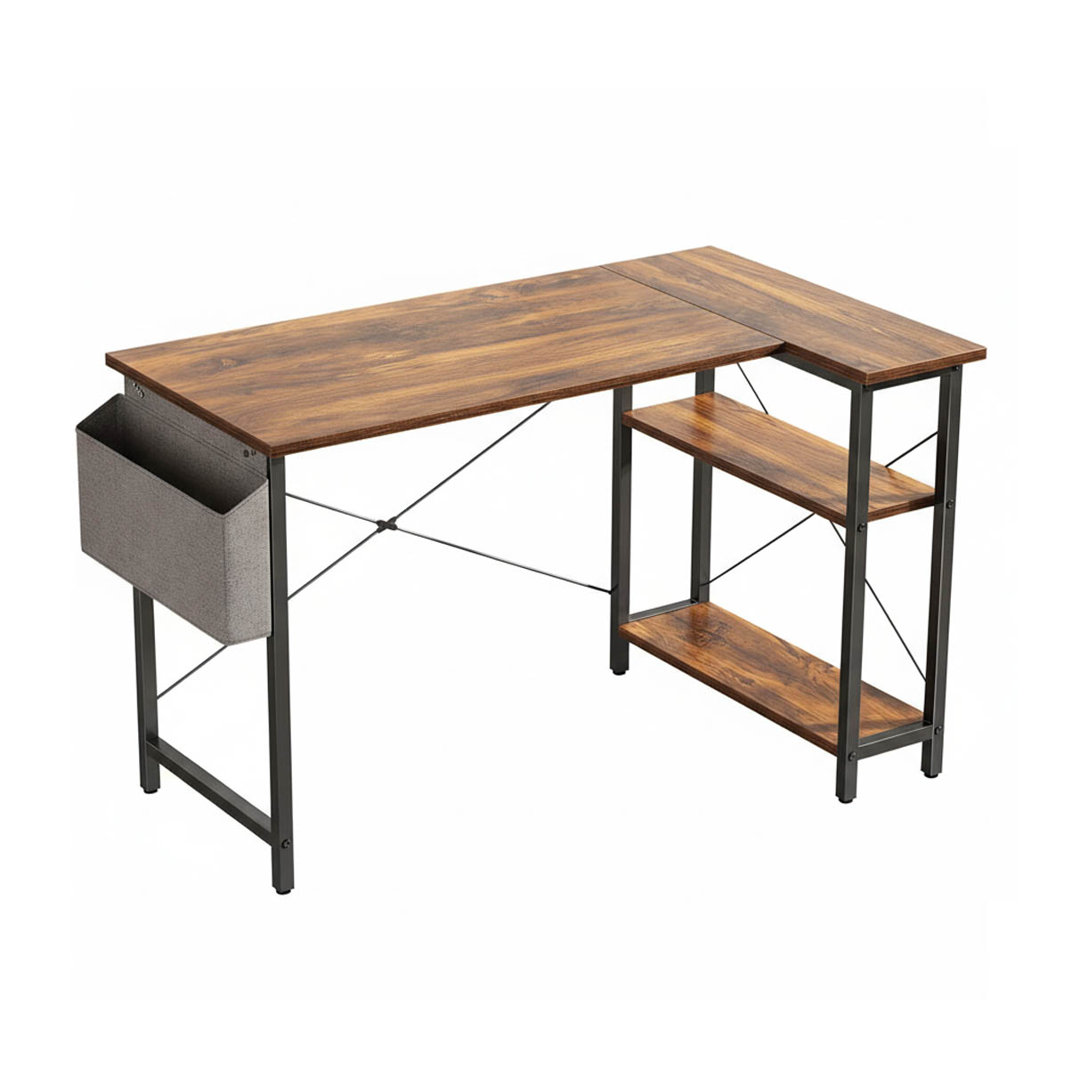 L-Shaped Metal Base Computer Desk