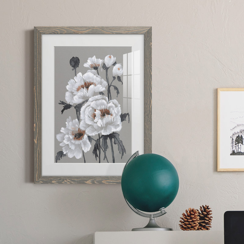 " Peony Profusion II " Painting Print, Grey Framed, 24" H x 20" W x 1" D