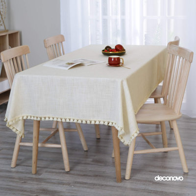 Faux Linen Wipeable Water Resistant Rectangular Tablecloth for Parties