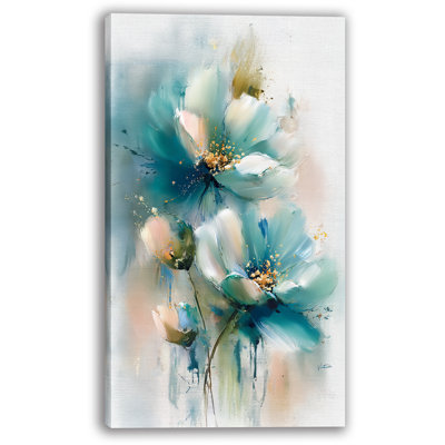 «Delicate Awakening» - art mural bleu sarcelle