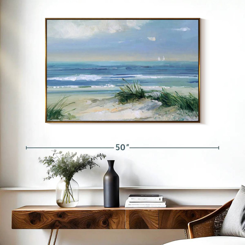 Brises côtières, Cadre flottant doré, 40 po x 27 po