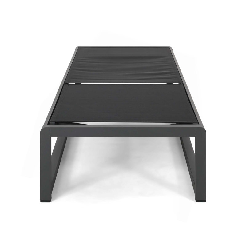 Modesta Chaise Lounge Beach Chair, Gray Cushion/Black Frame