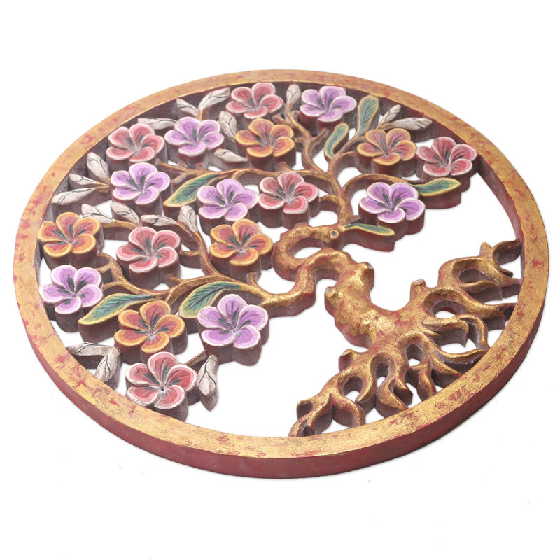 Décoration murale panneau floral en relief