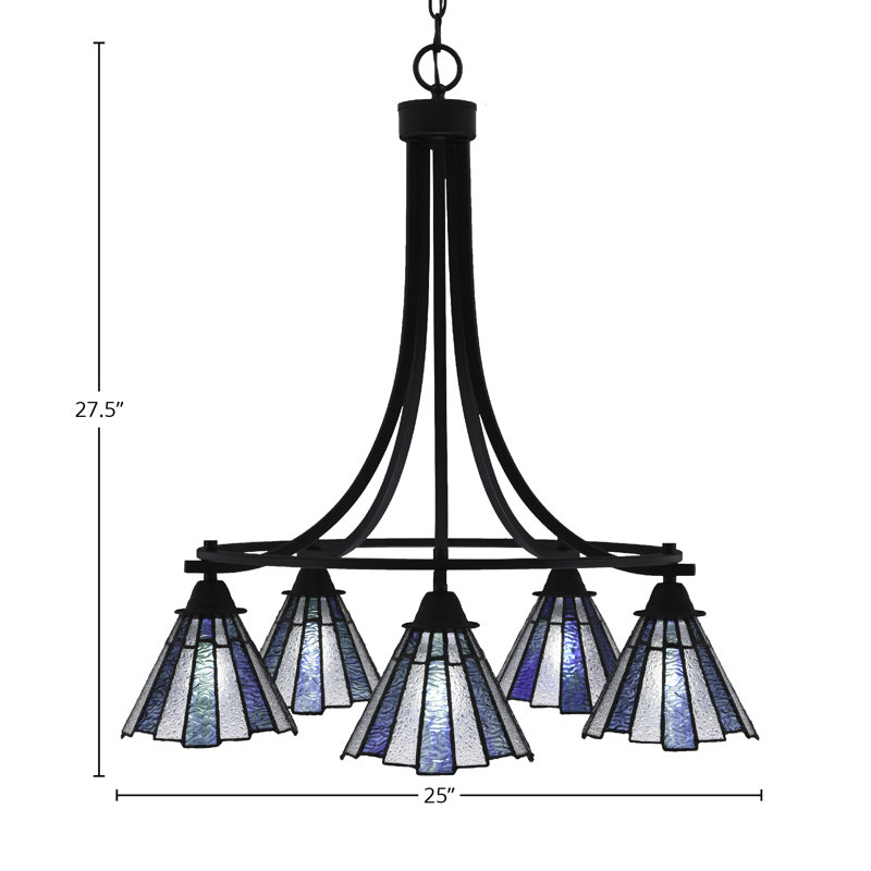 Paramount 5 Light Downlight Chandelier, Blue/White
