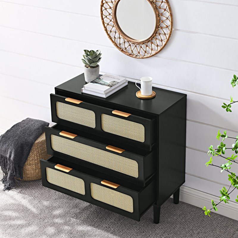 Commode 3 tiroirs, Noir