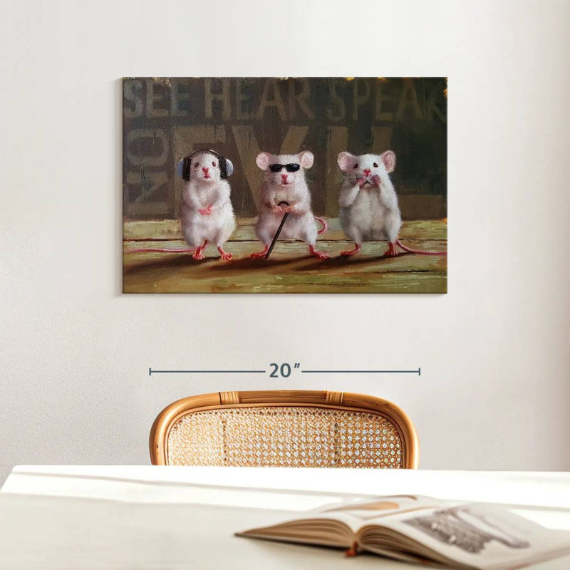Three Wise Mice, 16" H x 24" W