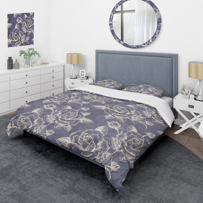 Mauve Floral - Ensemble de housse de couette floral - Polyester en microfibre
