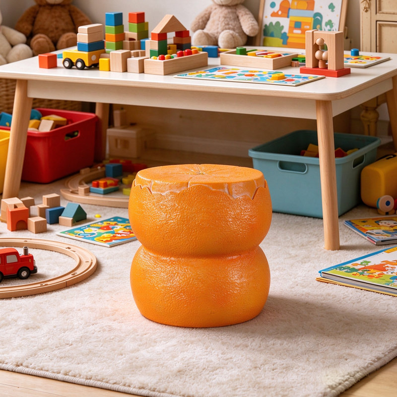 10,6 po, oxyde de magnésium, orange, fruit, tabouret, statue de jardin, sculpture d'extérieur, tabouret de table d'appoint