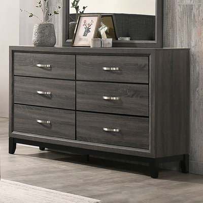 Commode 1 pièce style rustique avec poignées en métal et pieds en bois noirs