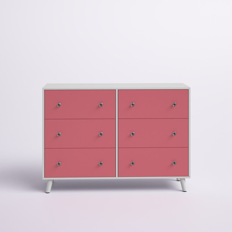 Chalcedony 48'' W 6 - Drawer Dresser, Pink/White