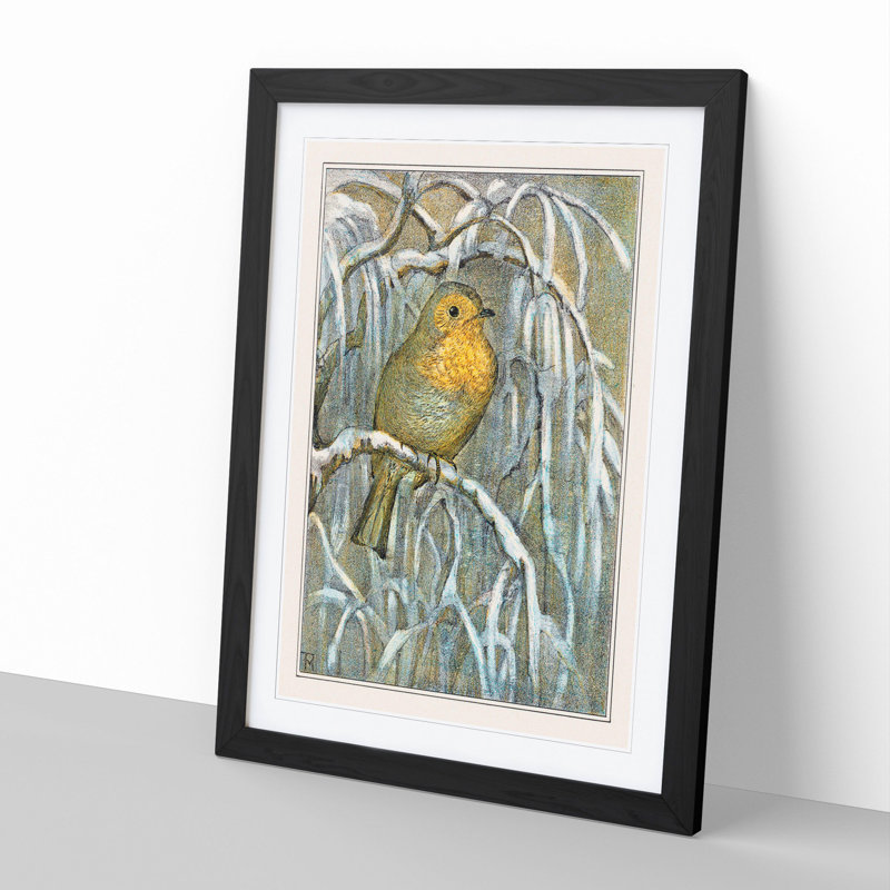 Robin Bird by Theo Van Hoytema - Picture Frame Painting, Black Framed, 36cm H x 27cm W x 2cm D