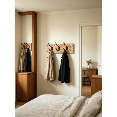 Portemanteau mural en bois Boho Aztec