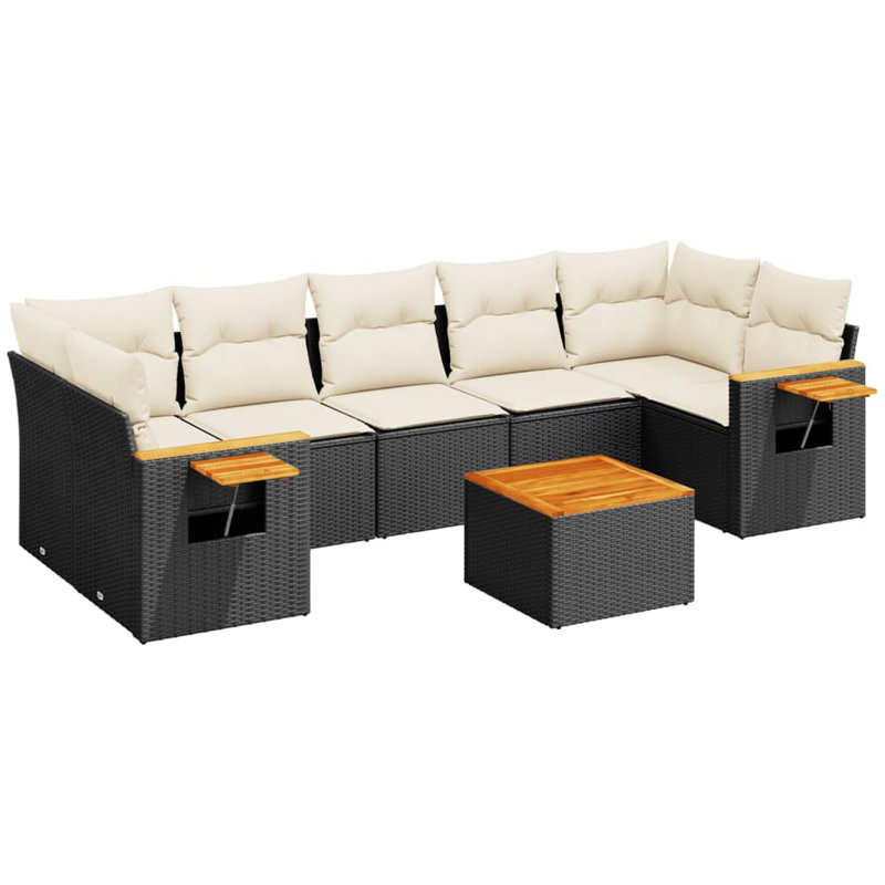Ensemble de canapé de jardin Vidaxl noir, blanc crème