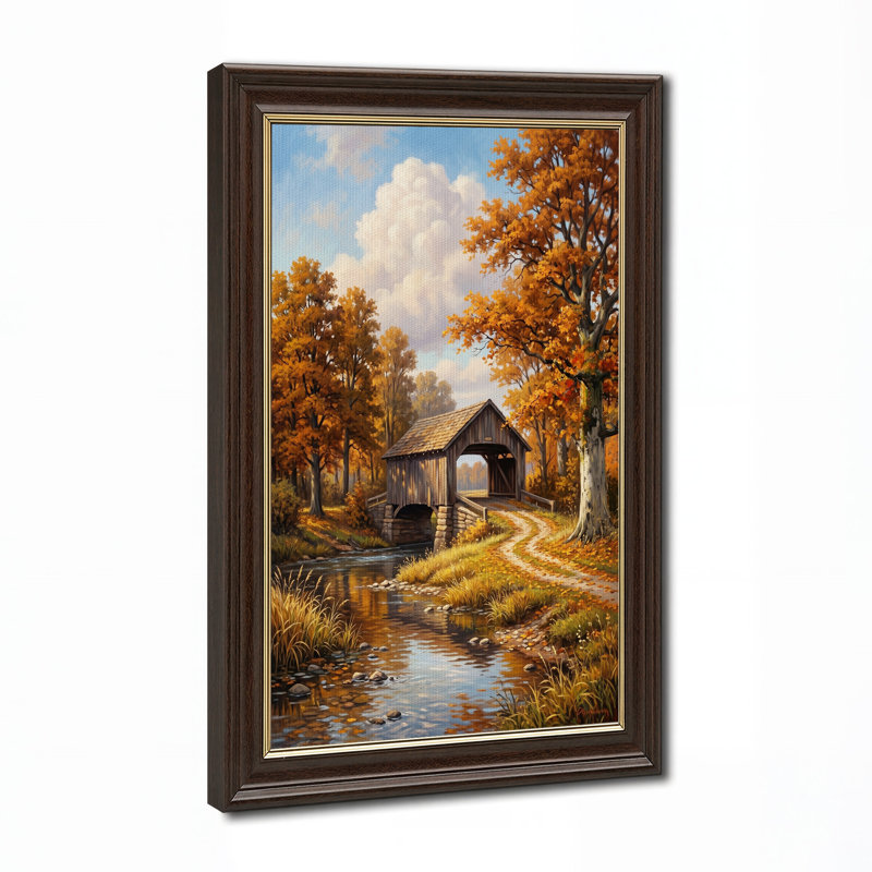 Art mural sur toile, "Pont couvert", H 24 po x l 16 po