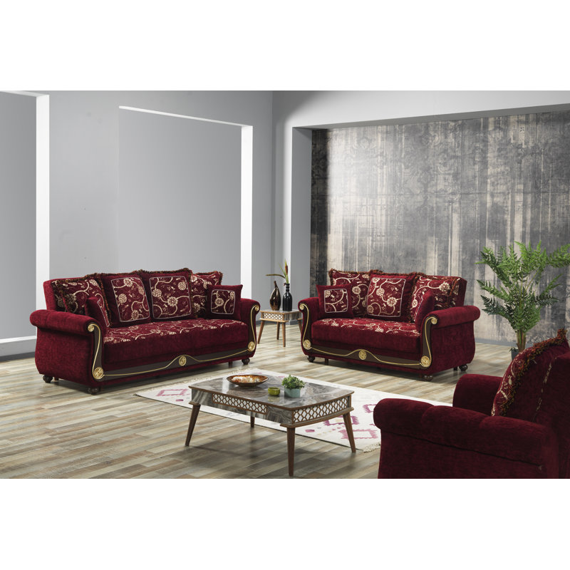 Burgundy Chenille Convertible Sleeper Arm Chair with Storage