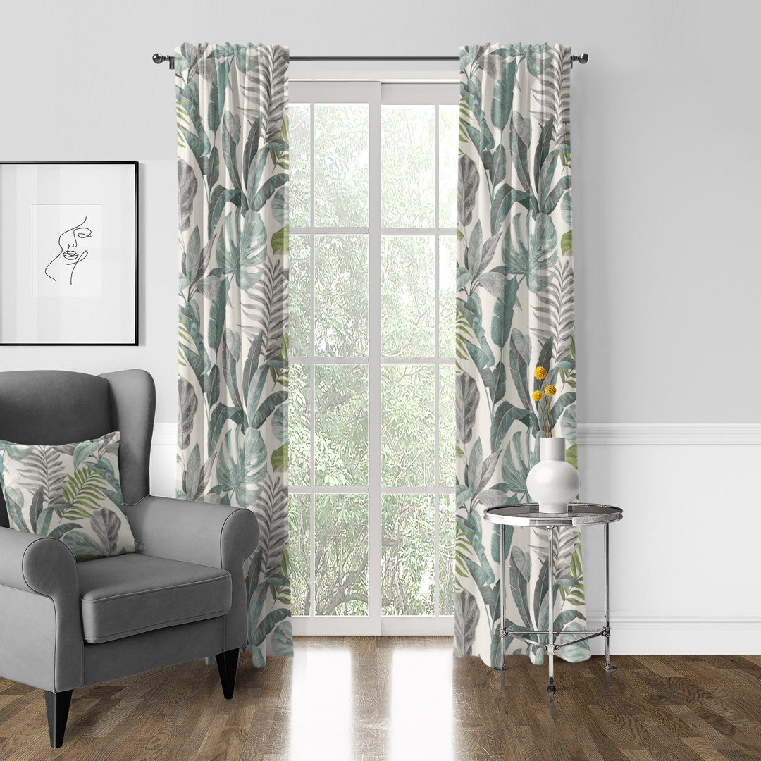 Tropical Palms Cotton Curtain The Tailor's Bed Size per 