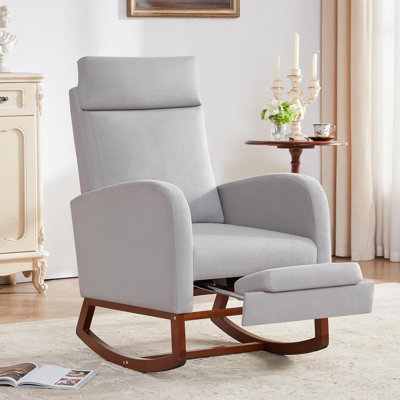 Solid Wood Rocking Chair with Footrest by Latitude Run