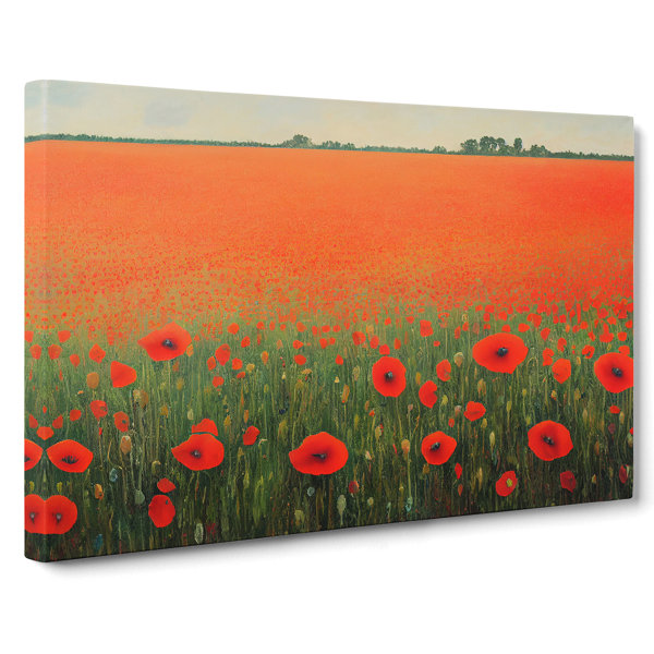 ClassicLiving Unreal Poppy Field Flowers - Wrapped Canvas Painting ...