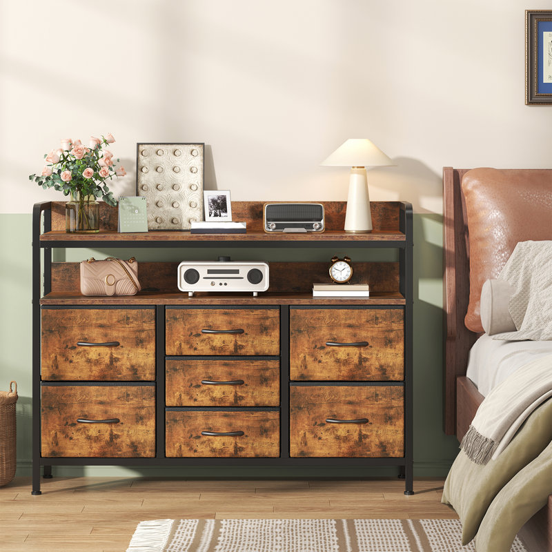 30 cm W Chest of 7 Drawers, Rustic Brown