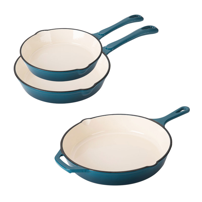 3 - Piece Non-Stick Enameled Cast Iron Cookware Set, Navy