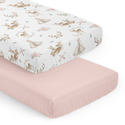 Deer Floral 2 Pack Fitted Crib Sheet by Sweet Jojo Designs