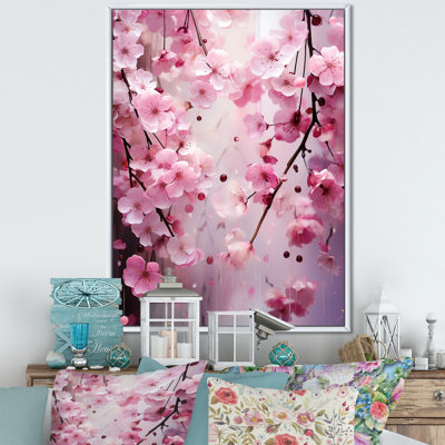 Cerisier rose en fleur 1 - Art mural cerise
