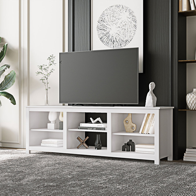 Meuble télé avec 6 compartiments de rangement, Blanc
