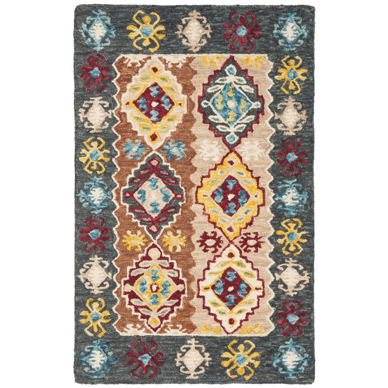 Popp Hand Tufted Wool Southwestern Rug, Rectangle 4' x 6'