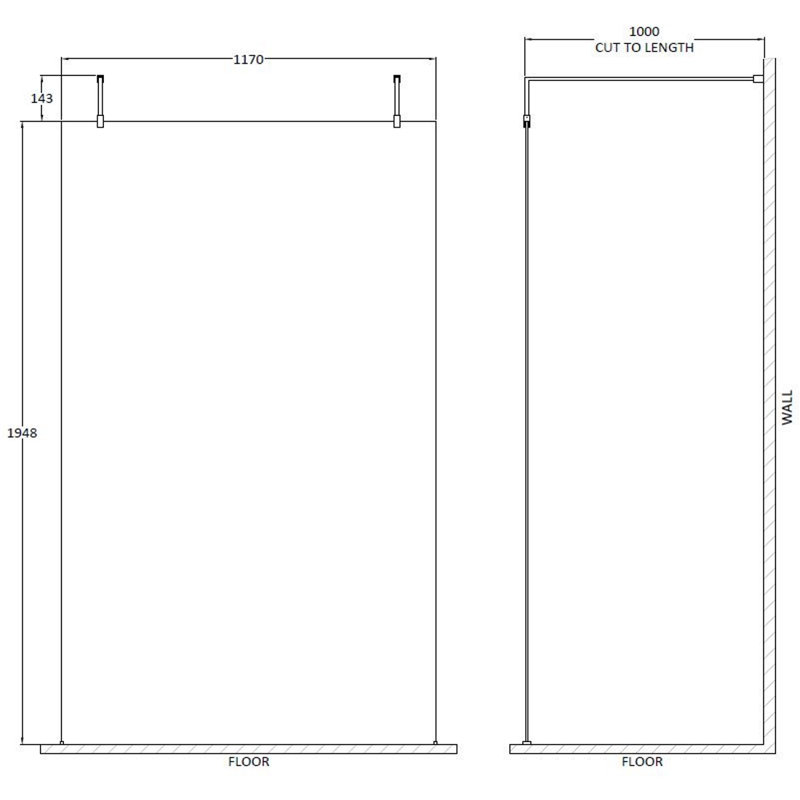 Brushed Brass Wetroom Screens Frameless Wet Room Glass Screens with Clear Glass, 195cm H x 120cm W
