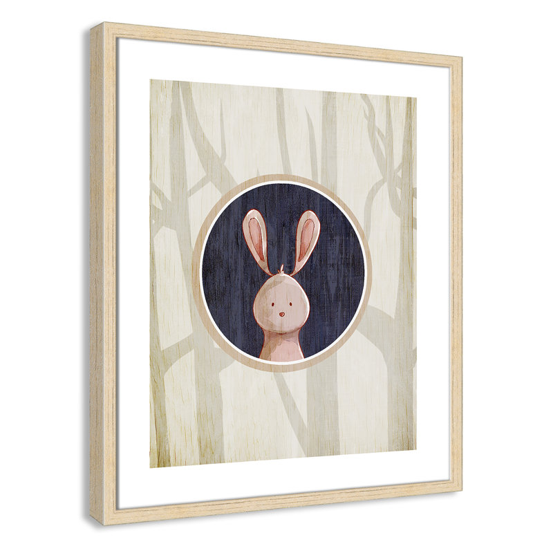 «Juvenile Forest Animals», impression sur papier, H 24,5 po x l 20,5 po x P 1,18 po, Encadré de boîte beige