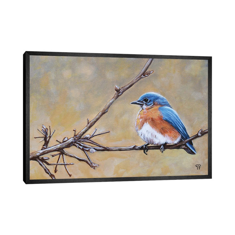 Bluebird by Cyndi Dodes - Painting on Canvas, 45.72cm H x 66.04cm W x 3.81cm D, Black Framed