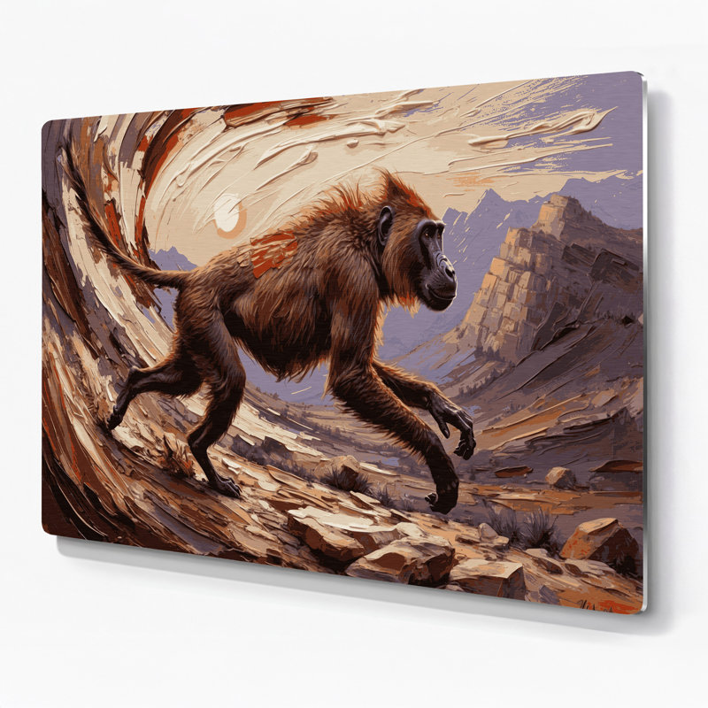 Faune, art mural en métal brun Gelada, H 16 po x l 20 po