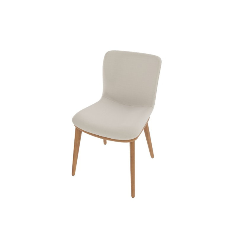 Annie Upholstered Dining Chair with Wooden Legs, Anouk Sand, Canaletto Walnut