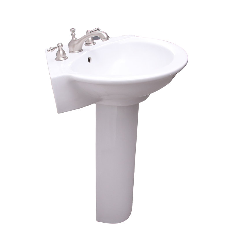 Lavabo de salle de bain sur pied en porcelaine vitreuse avec trop-plein 27,5 po Evolution, Blanc, Centres de 4 po