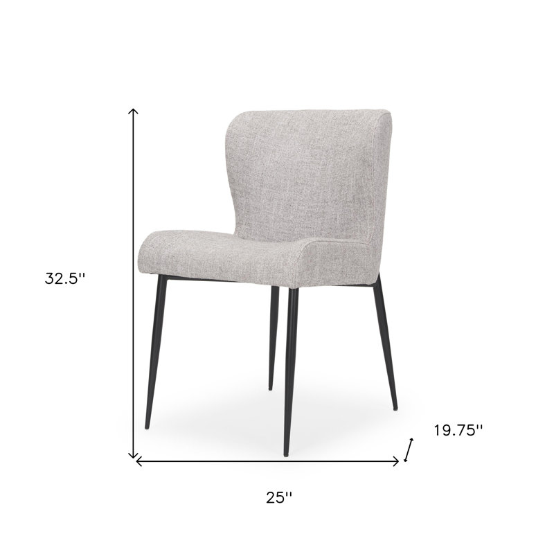Chaise d'appoint de salle à manger rembourrée grise et noire en tissu et métal