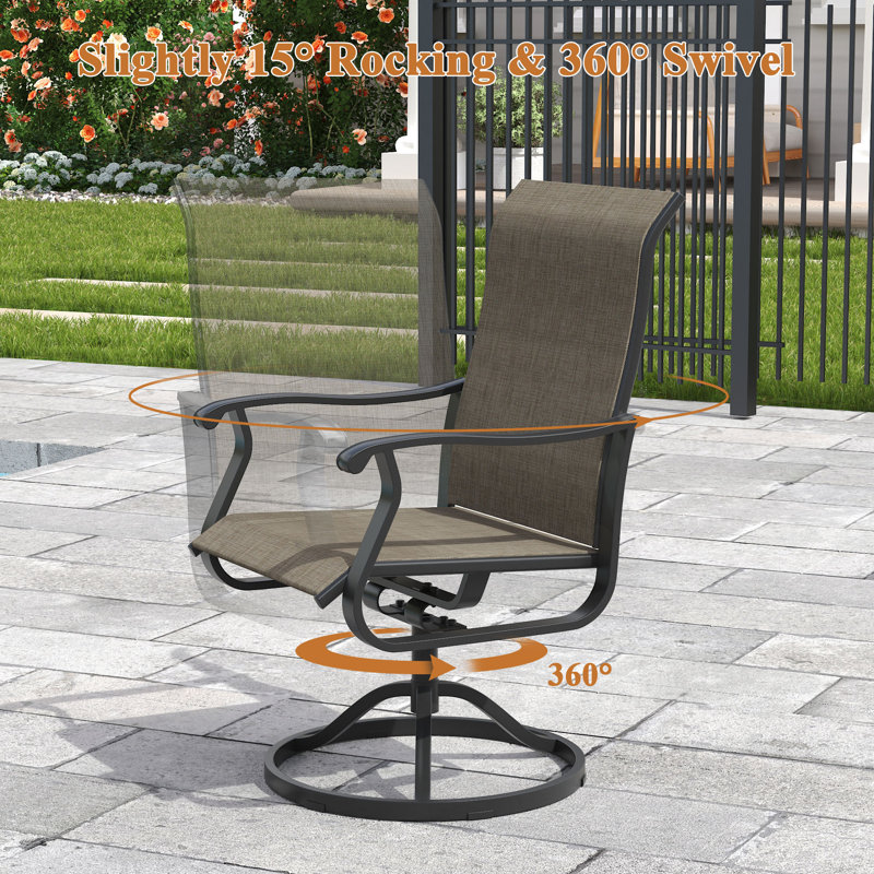 Chaises de patio pivotantes et berçantes, Brun