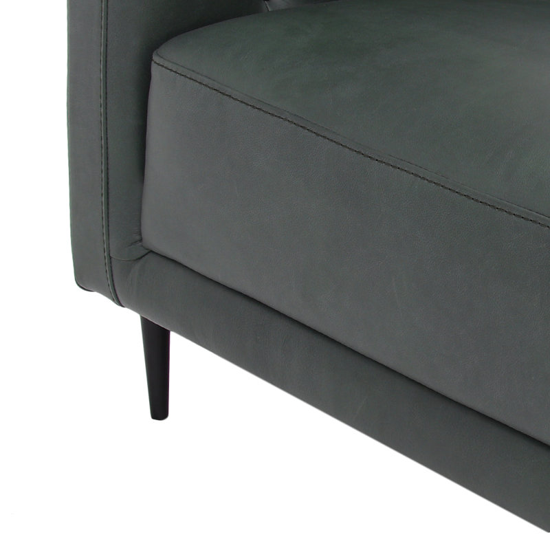 Fauteuil Lucius en cuir fleur 1,5 - Vert