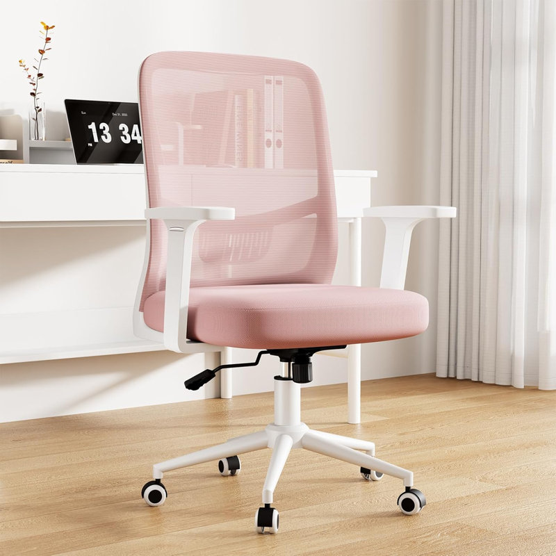 Office Chair, Pink, White