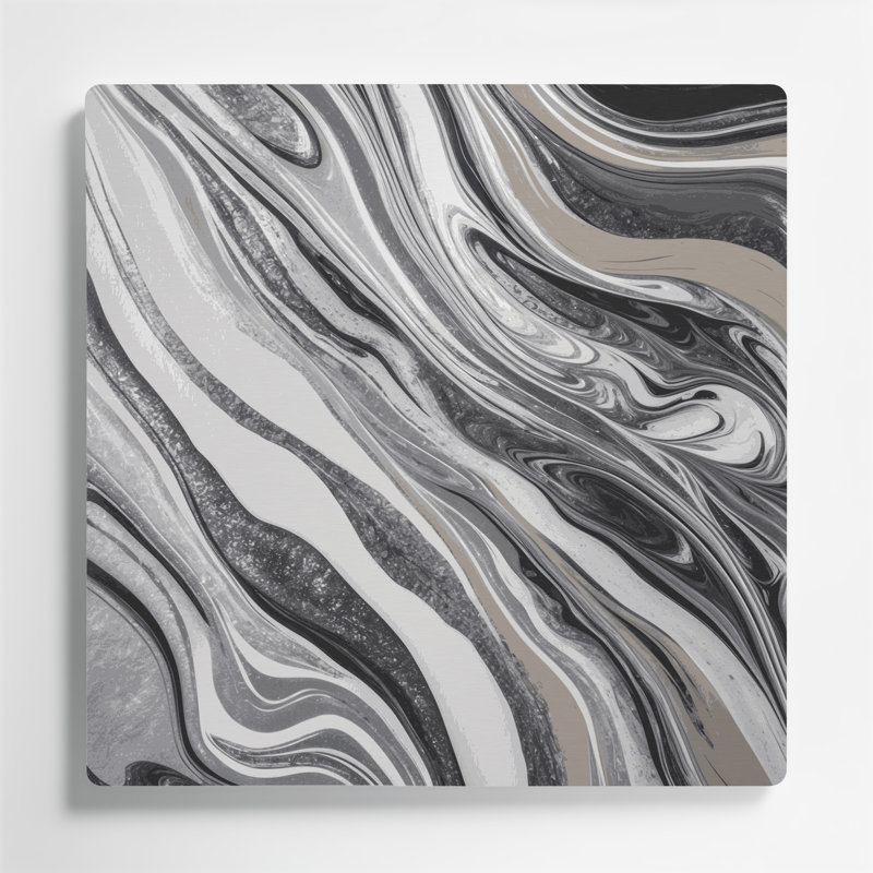 Abstrait fluide, art mural gris en métal 95, H 12 po x l 12 po