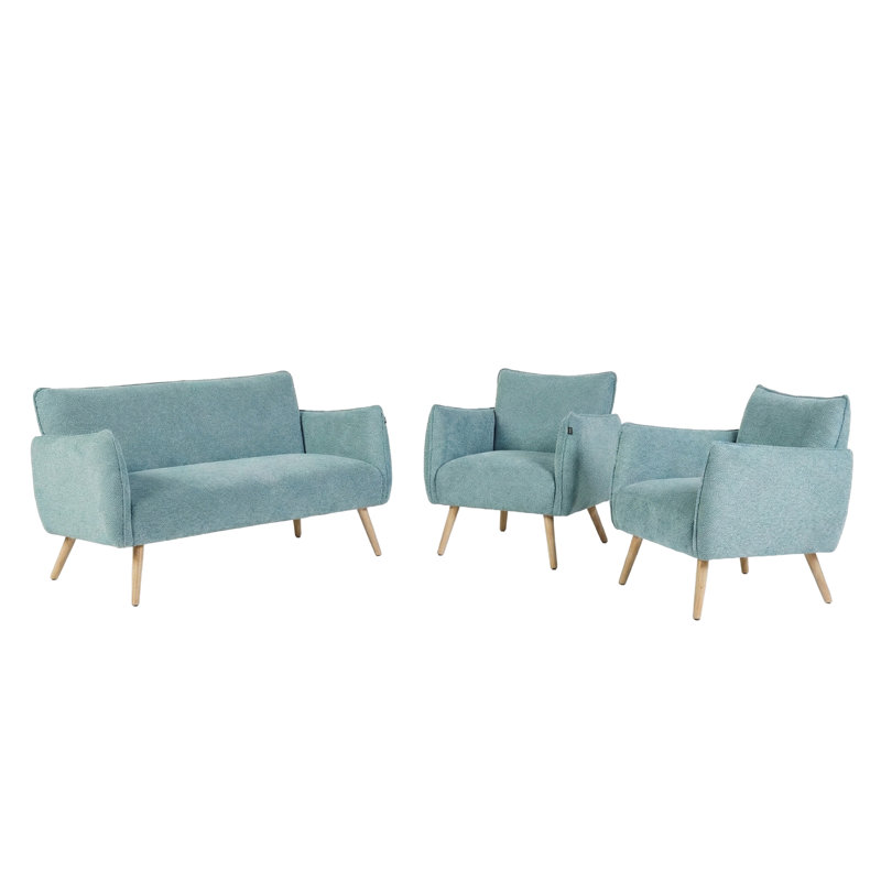 3 Piece Sofa Set, Teal