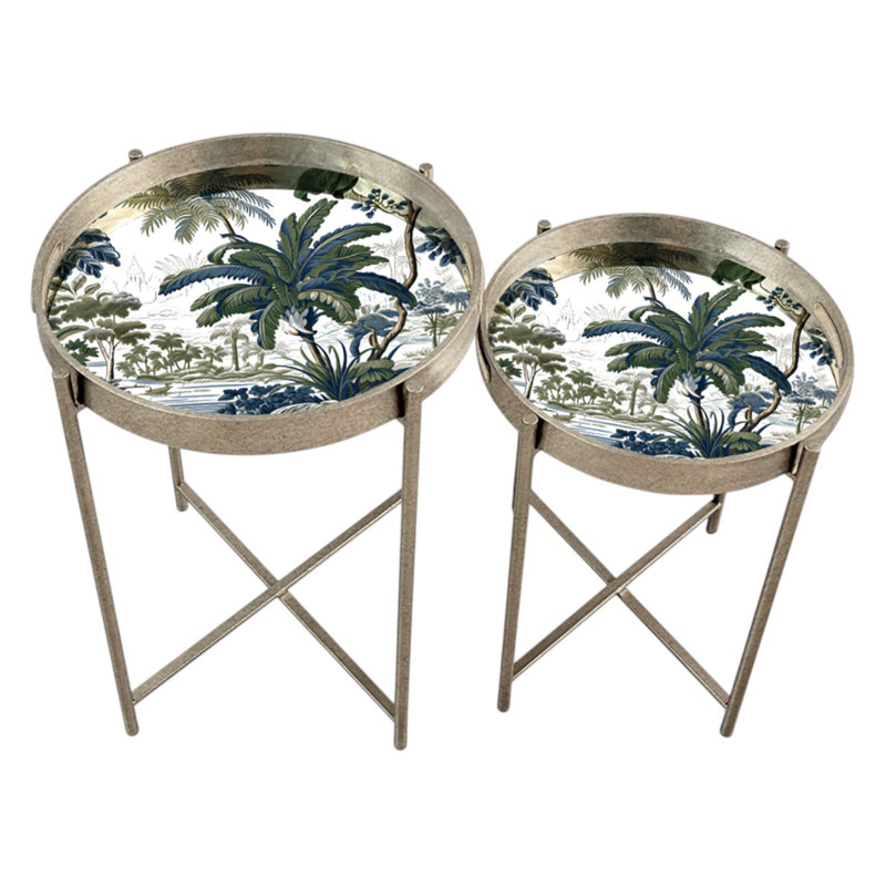 Glass Top Side Table Set