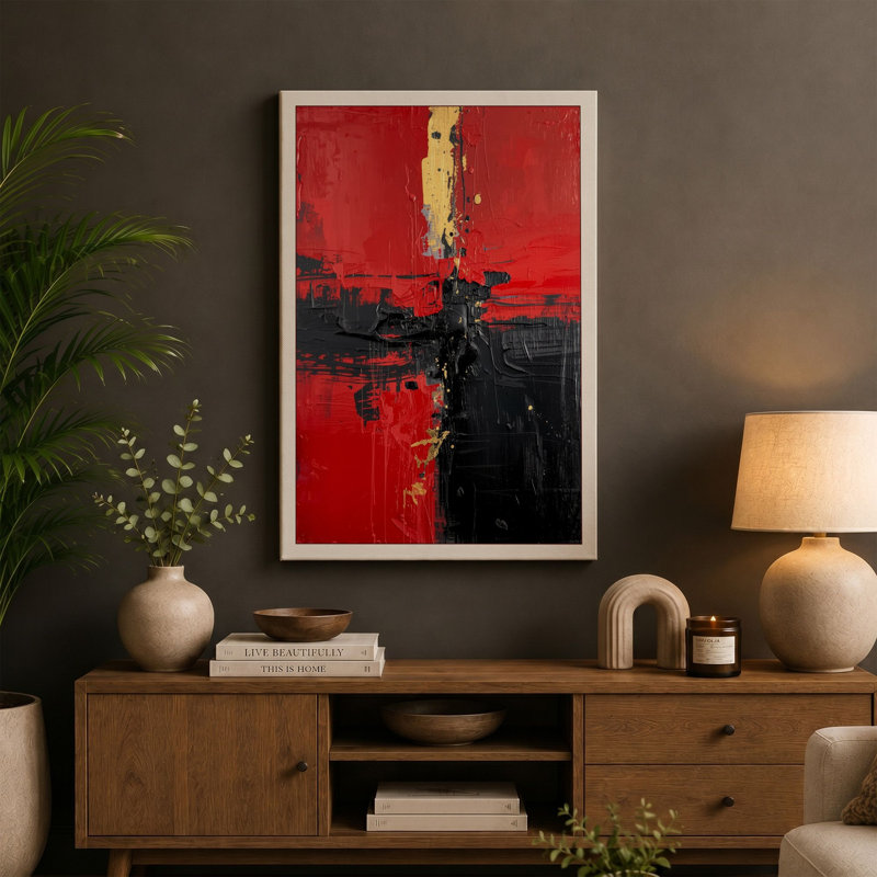 Luminous Gesture Abstract - Wrapped Canvas, 36x24 - 91.4 x 61.0 cm, Cream Border