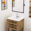 Lavabo de salle de bain encastré rectangulaire 3 trous 24 po x 18 po Meje, comptoir de meuble-lavabo seulement, pour robinet central 4 po, blanc