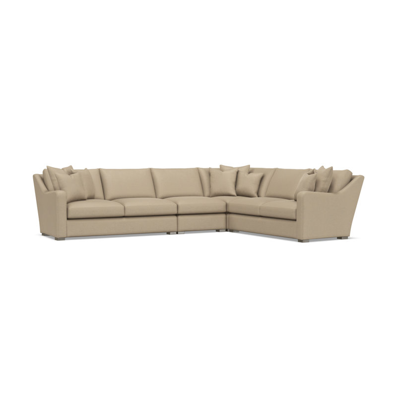 Sectional, Yellow Polyester, 34.5" H x 137.5" W x 107.5" D, Right Hand Facing